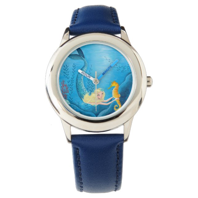 Mermaid Girl Blue | Überwachung Armbanduhr (Vorderseite)