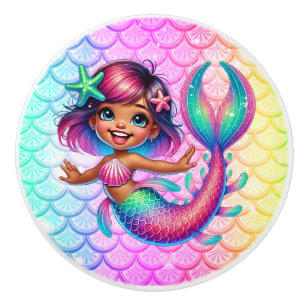 Mermaid Girl Cabinet Knob Keramikknauf