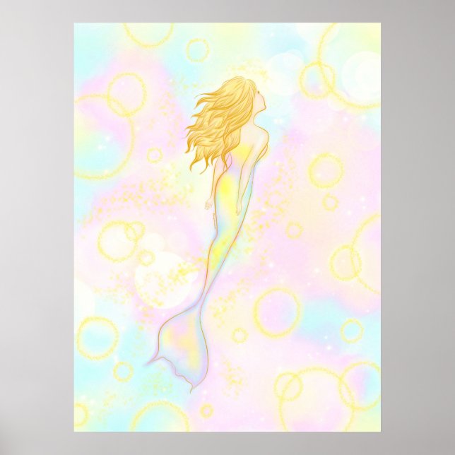 Mermaid Girl in the Pastel Lights Poster (Vorne)