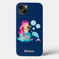 Mermaid Girl Niedlich Beach Narwhal Monogram