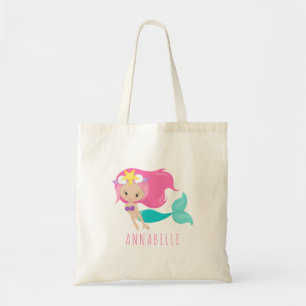 Mermaid Girl Princess Kids Niedlich Pink Hair Tragetasche
