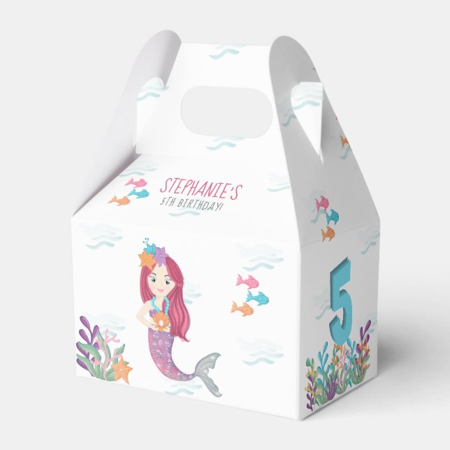 Mermaid Glam Birthday Party Geschenkschachtel (Rückseite)