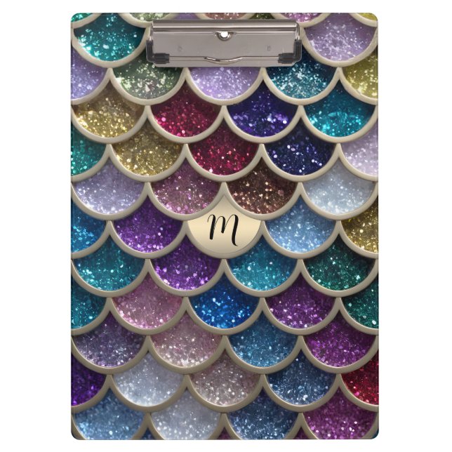 Mermaid Glam Glitzer Scales Klemmbrett (Vorderseite)