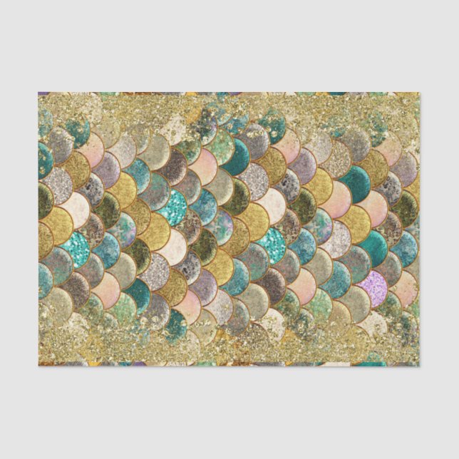 Mermaid Glam Ocean Sea Scales Glamour Glitzer Chic Seidenpapier (Vorderseite)
