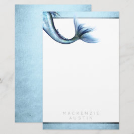 Mermaid Glam Schwanz | Dusty Ice Blue Luster Custo Briefpapier