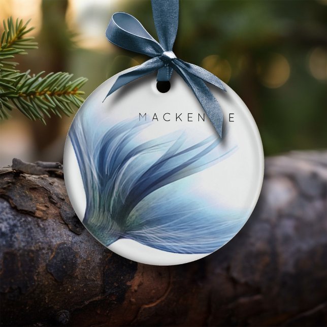 Mermaid Glam Schwanz | Dusty Ice Blue Luster Custo Keramik Ornament (Von Creator hochgeladen)