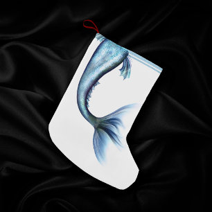 Mermaid Glam Schwanz Dusty Ice Blue Luster Sheen Kleiner Weihnachtsstrumpf