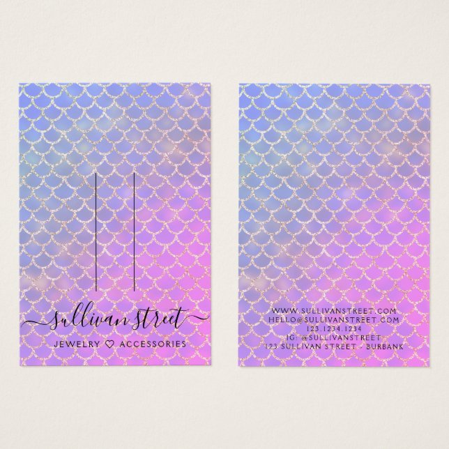 Mermaid Glitzer Hair Clip Jewelier Display Card (Vorne & Hinten)