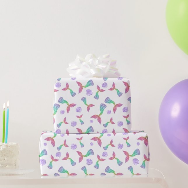 Mermaid Glitzer Pattern Geschenkpapier (Partygeschenke)