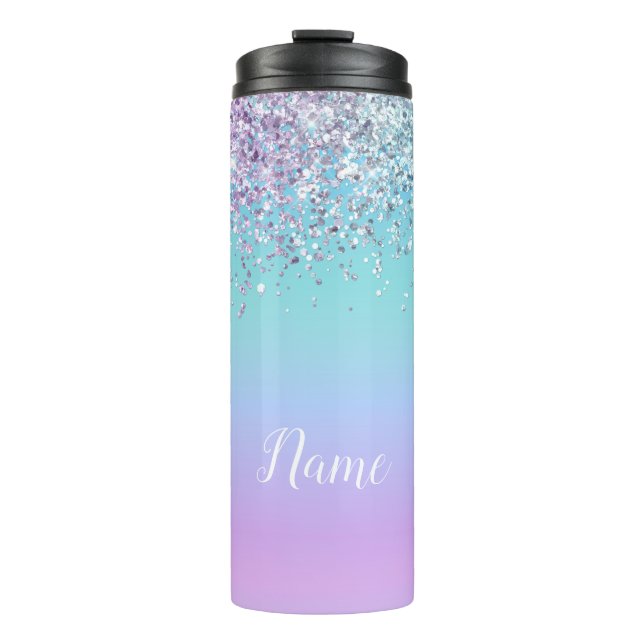 Mermaid Glitzer Personalisiert Thermal Tumbler Thermosbecher (Vorderseite)