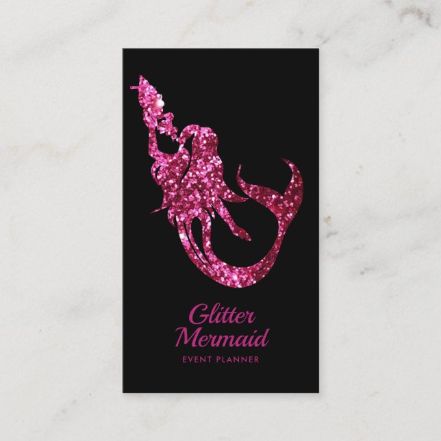 Mermaid Glitzer Pink Event Plane Visitenkarte (Vorderseite)