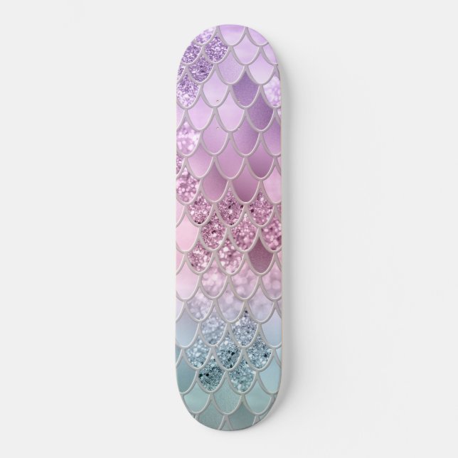 Mermaid Glitzer Scales #2a (Imitate Glitzer) #shin Skateboard (Vorderseite)