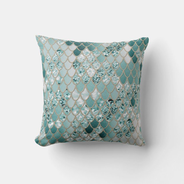 Mermaid Glitzer Scales #3 #shiny Kissen (Vorderseite)