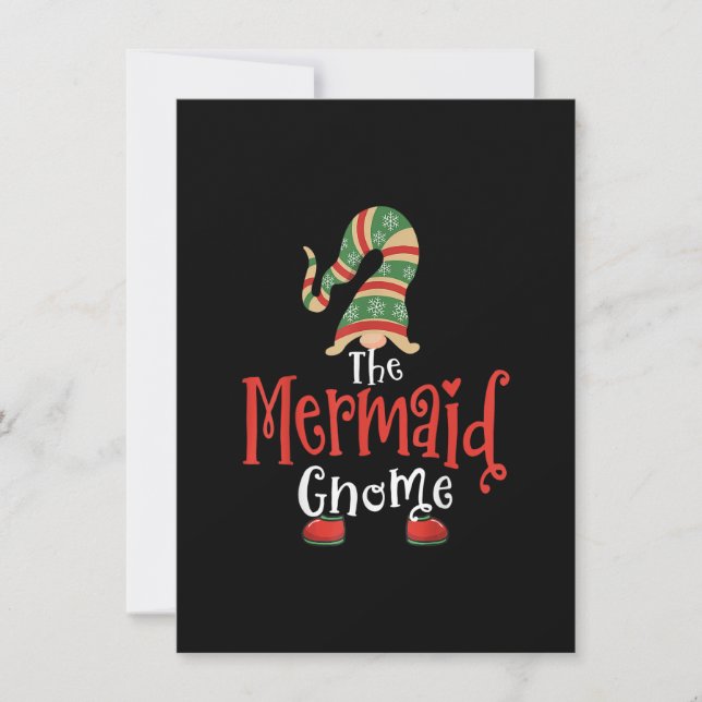 Mermaid Gnome Matching Family Group Christmas Paja Einladung (Vorderseite)