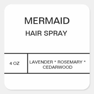 Mermaid-Haarspray-Etikett Quadratischer Aufkleber