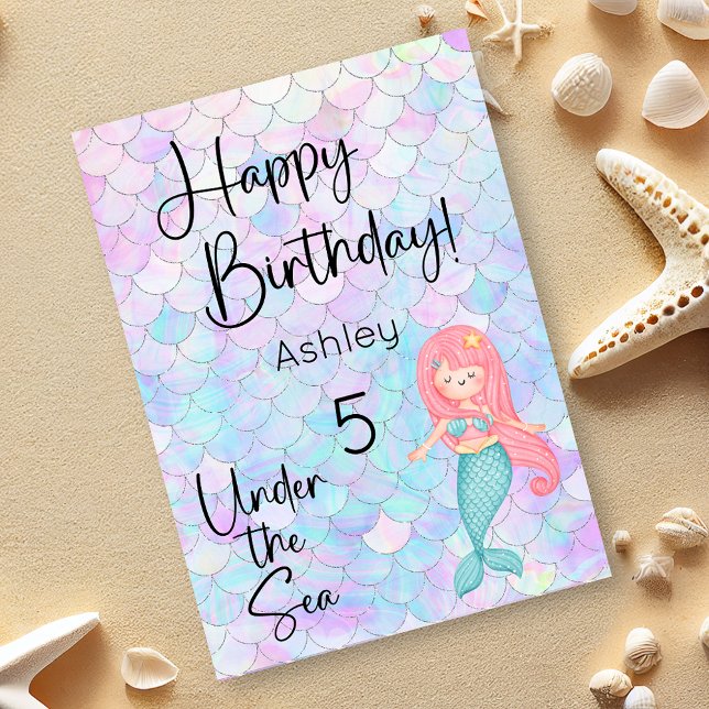 Mermaid Happy Birthday Card Karte (Von Creator hochgeladen)