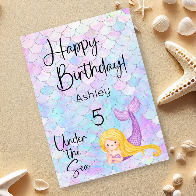 Mermaid Happy Birthday Card Karte (Von Creator hochgeladen)