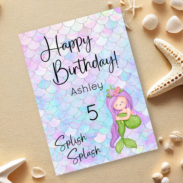 Mermaid Happy Birthday Card Karte (Von Creator hochgeladen)