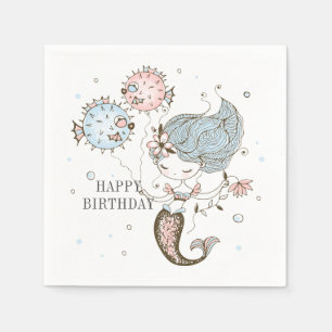 Mermaid Happy Birthday Serviette