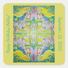 Mermaid Happy Birthday Stickers