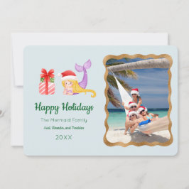 Mermaid Happy Holidays Foto Grußkarte Einladung