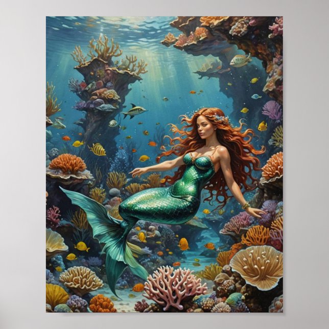 Mermaid hiding in the reef poster (Vorne)