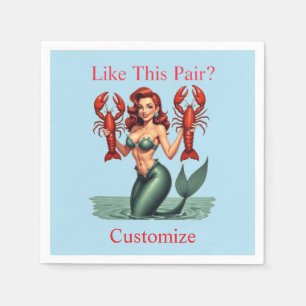 Mermaid Holding Lobsters Thunder_Cove Serviette