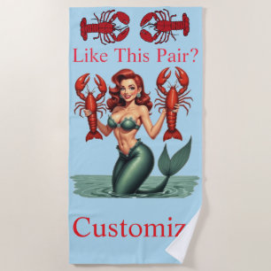 Mermaid Holding Lobsters Thunder_Cove Strandtuch