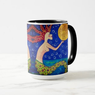 Mermaid Holding Moon Tasse