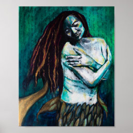 Mermaid Holding sich selbst tendierend Poster