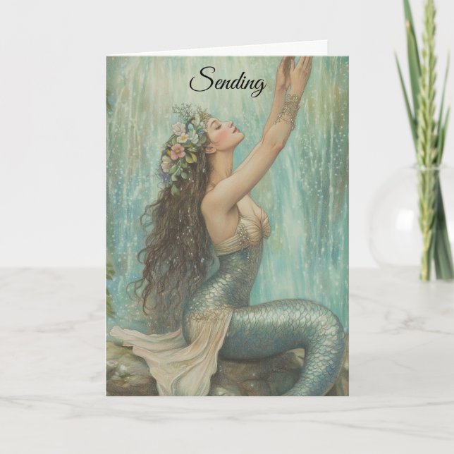 Mermaid Hugs Geburtstags Grußkarte Karte (Vorderseite)