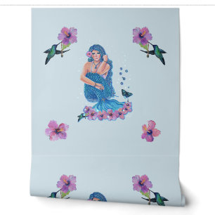 Mermaid hummingbird wallpaper von Renee Lavoie Tapete