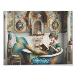Mermaid in Tub lesen Foto drucken