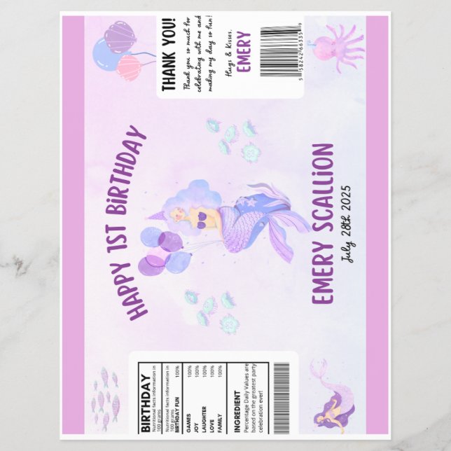 Mermaid individualisierbare Chip-Bag Flyer (Vorne)