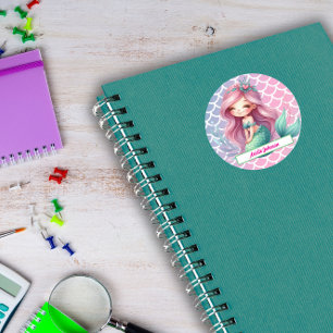 Mermaid-individuelle Name Runder Aufkleber