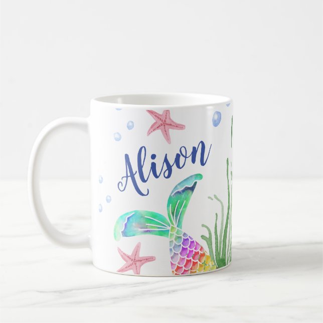 Mermaid Individuelle Name Tasse (Links)