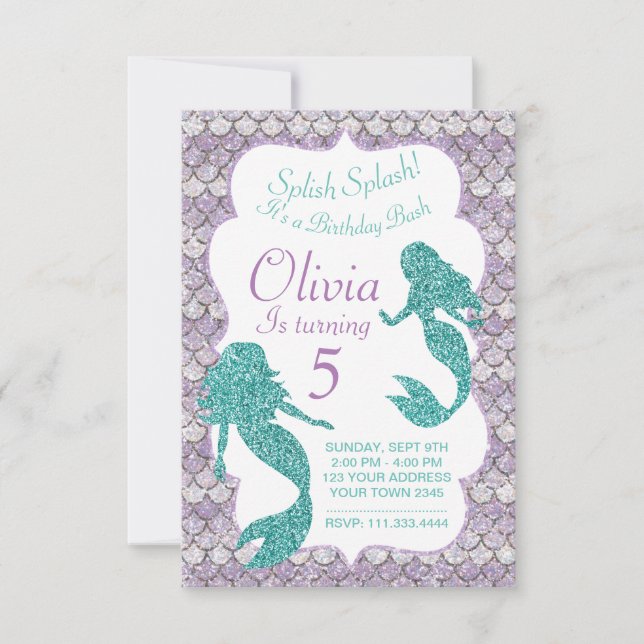 Mermaid Invitation, Under Sea Party Einladung (Vorderseite)