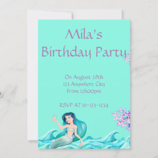 MERMAID INVITATIONS, GEBURTSTAGLICHE EINLADUNGEN
