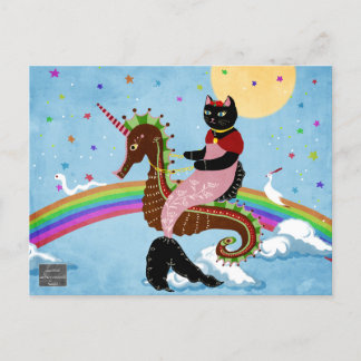 Mermaid Katze auf der Rainbow Postkarte
