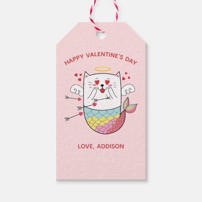 Mermaid Katze Niedlich Personalisiert Valentine Geschenkanhänger (Vorderseite)