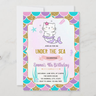 Mermaid Katzengeburt Einladung