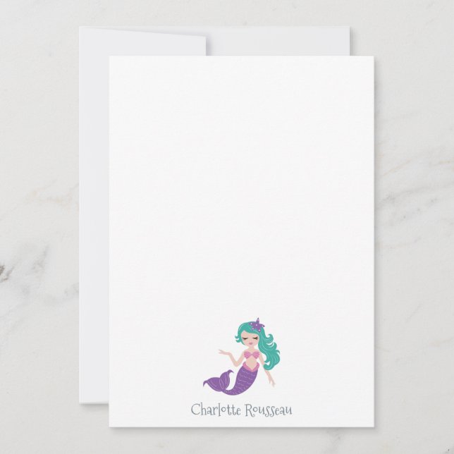 Mermaid Kid's Personalisiert Stationery Note Card Mitteilungskarte (Vorderseite)