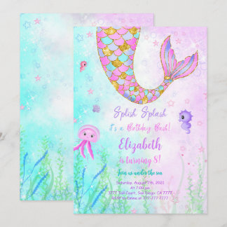 Mermaid Kindergeburtstag Einladung
