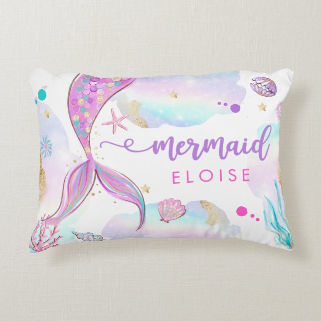 Mermaid Kinderzimmer Baby Duschgeschenk Personalis Dekokissen (Vorderseite)