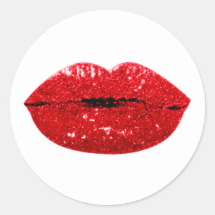 Mermaid Kiss Lips Makeup Artist Red Burgundy Runder Aufkleber