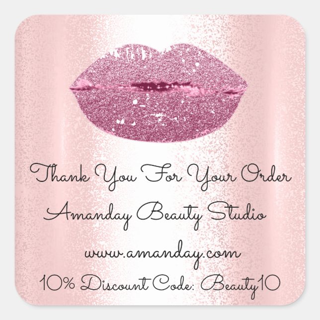 Mermaid Kiss Lips Vielen Dank, dass Sie Pink kaufe Quadratischer Aufkleber (Vorderseite)