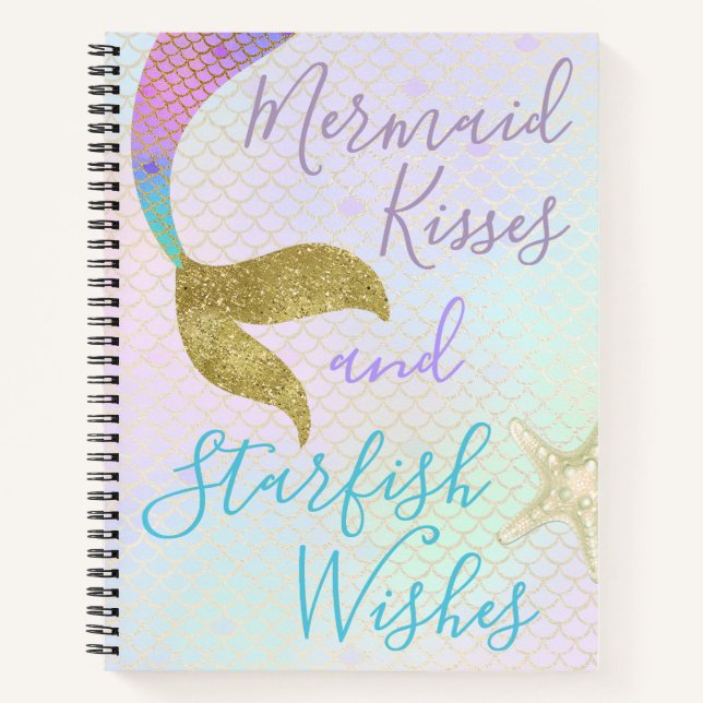 Mermaid Kisses & Starfish Wünsche Notizbuch (Vorderseite)