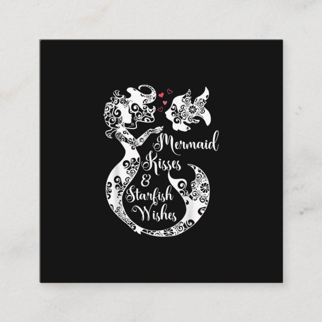 Mermaid Kisses Starfish wünscht Mandala Mermai Swi Quadratische Visitenkarte (Vorderseite)