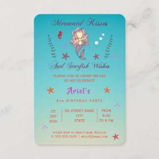 Mermaid Kisses und Starfish Wünsche| Party Einladu Einladung