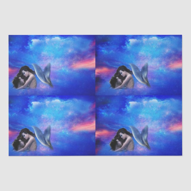 Mermaid Liebe Tissue Paper Seidenpapier (Vorderseite)